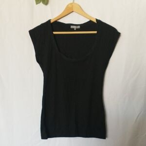 James Perse Black Scoop Neck Cap Sleeve Basic Women's Top Size 1
